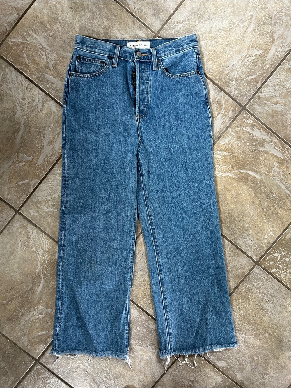 Denim Forum Straight-Leg Medium Blue Jeans - Picture 6 of 6